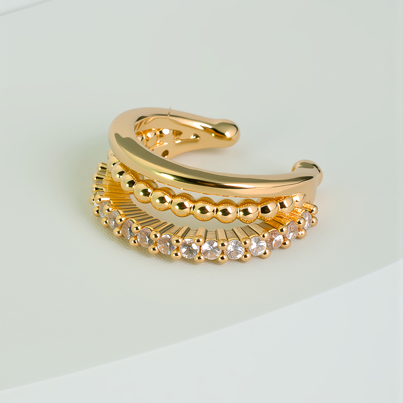 Helix Cartilage Ring - 1個入り ホットセール 中空幾何学模様 イヤーカフ CZ クリップ式イヤリング