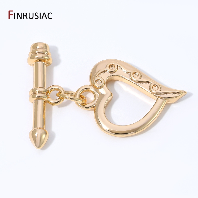 Body Jewelry Diy - 14K金メッキ真鍮製ハート型トグルクラスプ、ジュエリー用ロック、OTクラスプコネクター、DIYジュエリー製作アクセサリー用