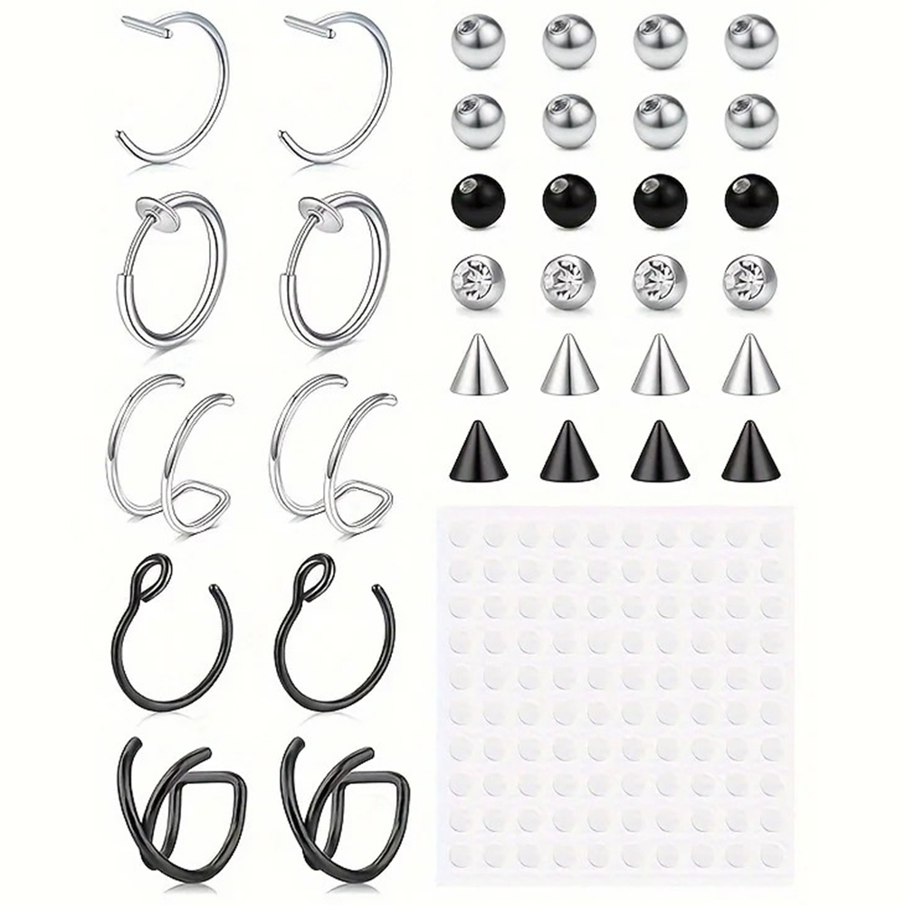 Body Jewelry And Piercing - フェイクピアス、フェイクリップリング、フェイクノーズリング、フェイクスネークバイト、フェイクアイブロウピアス、イヤーカフクリップ、フェイクノーズイヤーリップスタッド
