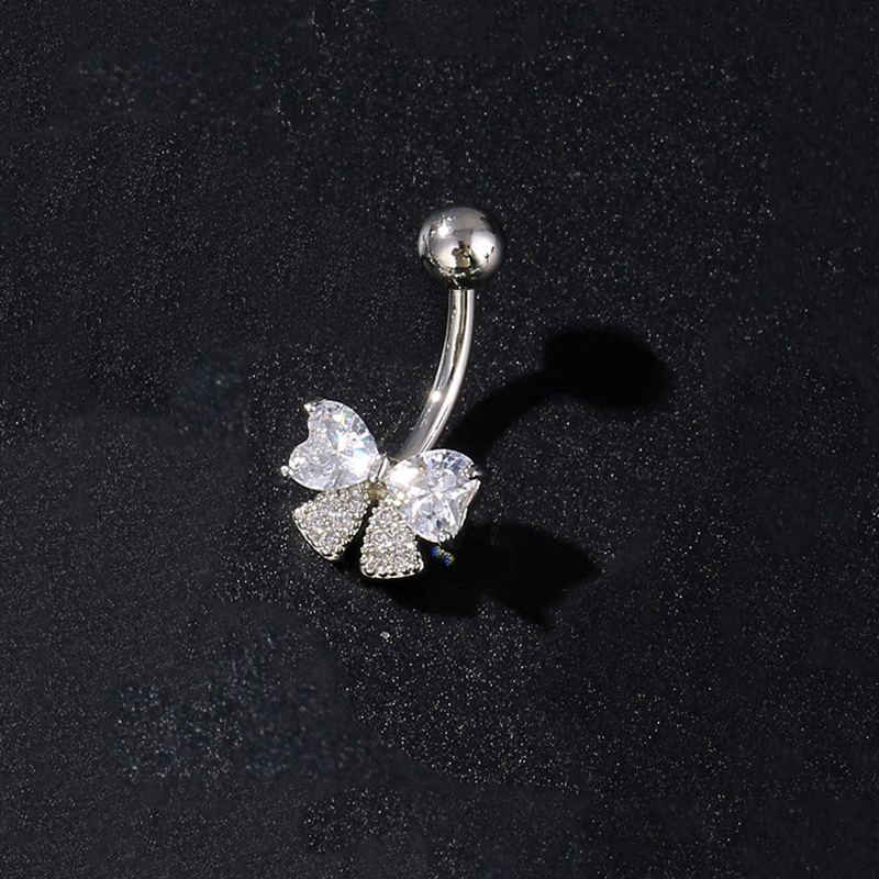 Body Jewelry And Piercing - 1pc ステンレス鋼蝶花へそリングへそピアスリング女性女の子セクシーなへそピアスリングボディジュエリー