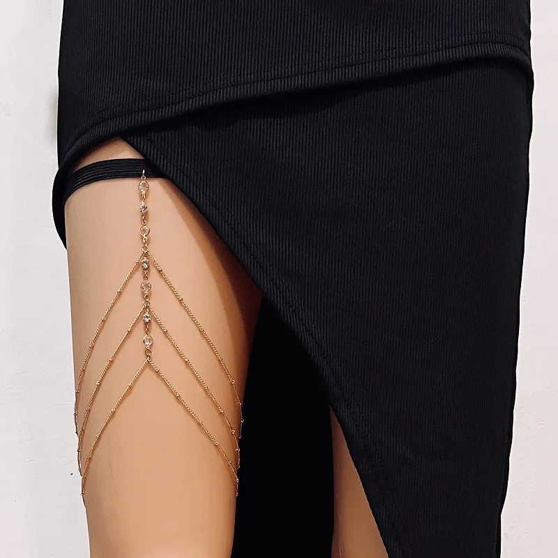Body Jewelry Helix - ファッション夏ボヘミアン太ももチェーンシンプルなセクシーなボディチェーン女性のための二層金属脚チェーンフェスティバルジュエリー Accesorios