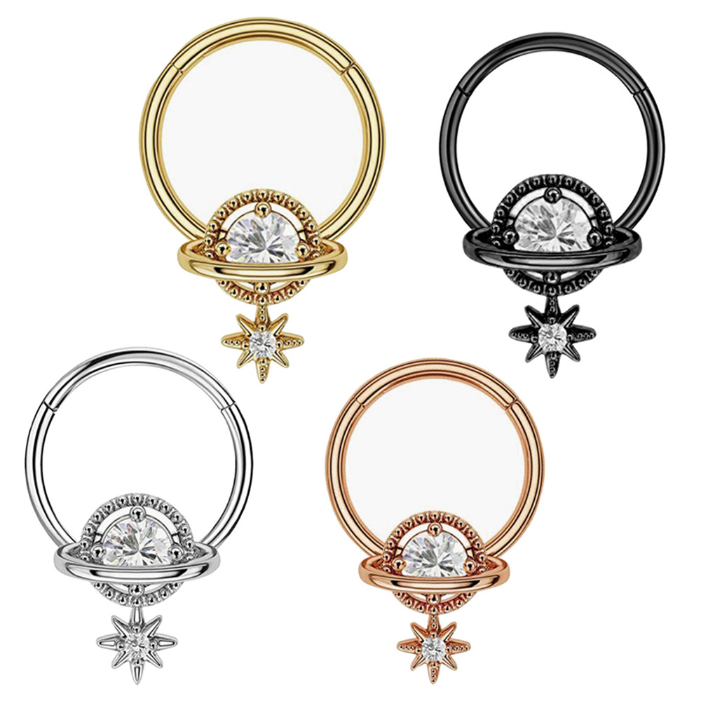 Helix Cartilage Ring - セプタムリング プラネットジュエリー サージカルスチール ダイスピアスジュエリー CZヒンジセグメント ヘリックスイヤリング