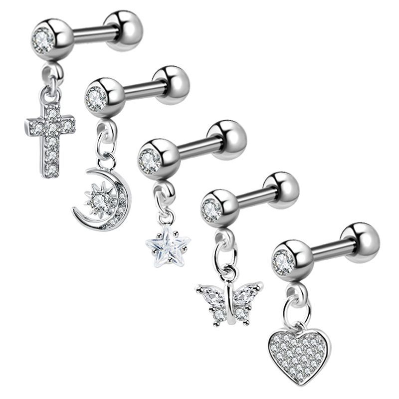 Helix Cartilage Ring - (.) ジルコンイヤリング ヘリックス耳たぶピアス コンチ トラガス ダングル軟骨リングピアス