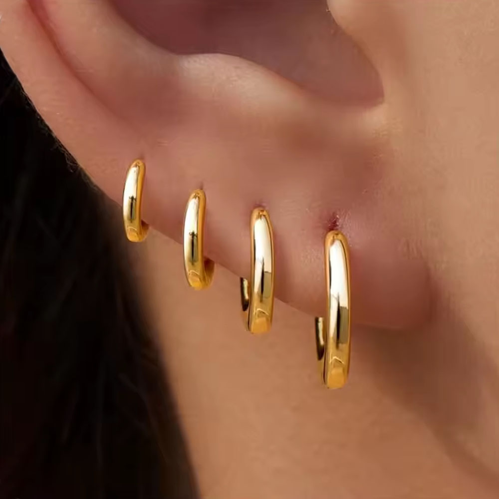 Helix Cartilage Ring - 4 ペア/4 個ステンレス鋼サークルフープイヤリング女性用クラシック小さなヘリックスフープループリングハギー軟骨ピアスジュエリー