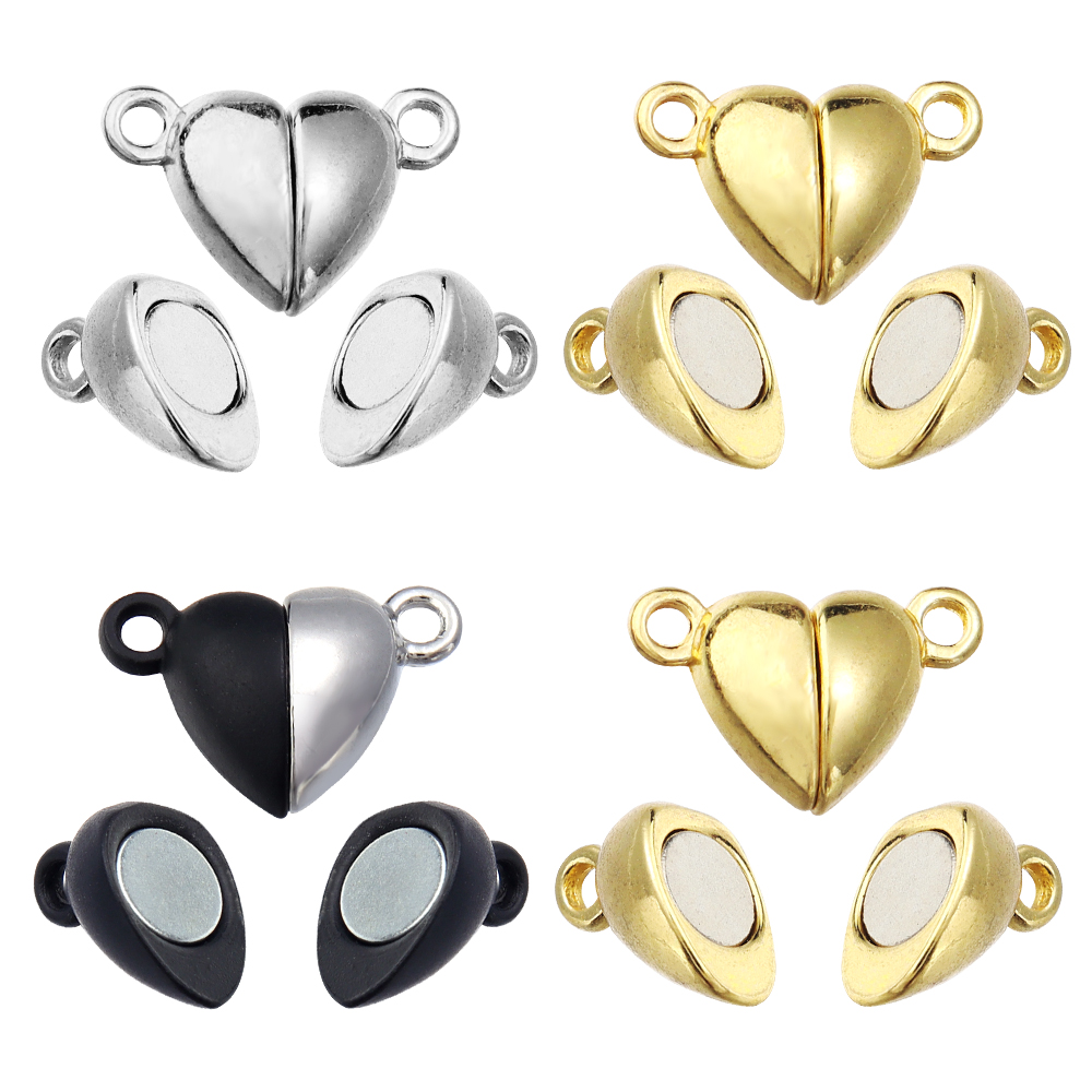Body Jewelry Diy - 5 ピース/ロット合金ラブハート型磁気クラスプネックレスブレスレット用マグネットエンドクラスプコネクタ DIY ジュエリー作成用品