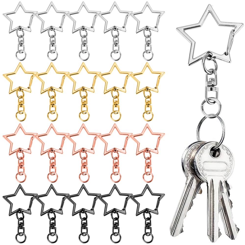 Body Jewelry Diy - 5/15/25/50セット星型スナップキーホルダーロブスタークロークラスプ、吊り下げバックルジャンプリング付き、DIYクラフトジュエリーアクセサリーギフト用