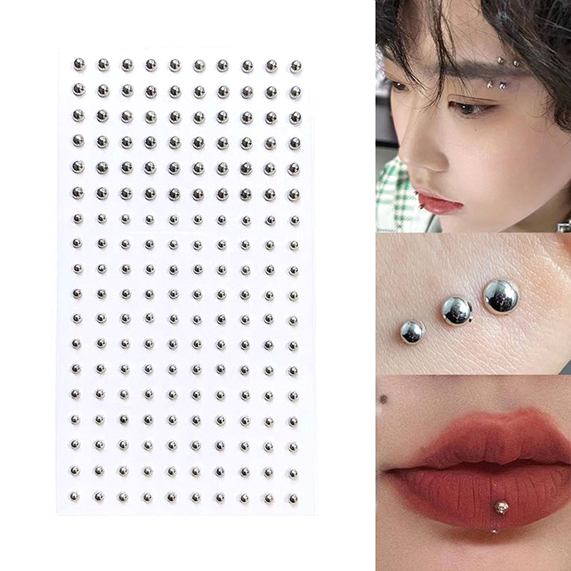 Body Jewelry And Piercing - ダイヤモンドステッカー偽鼻ピアス自己粘着ラインストーン非ピアス目耳顔ボディジュエリー女性用ステッカークリスタル