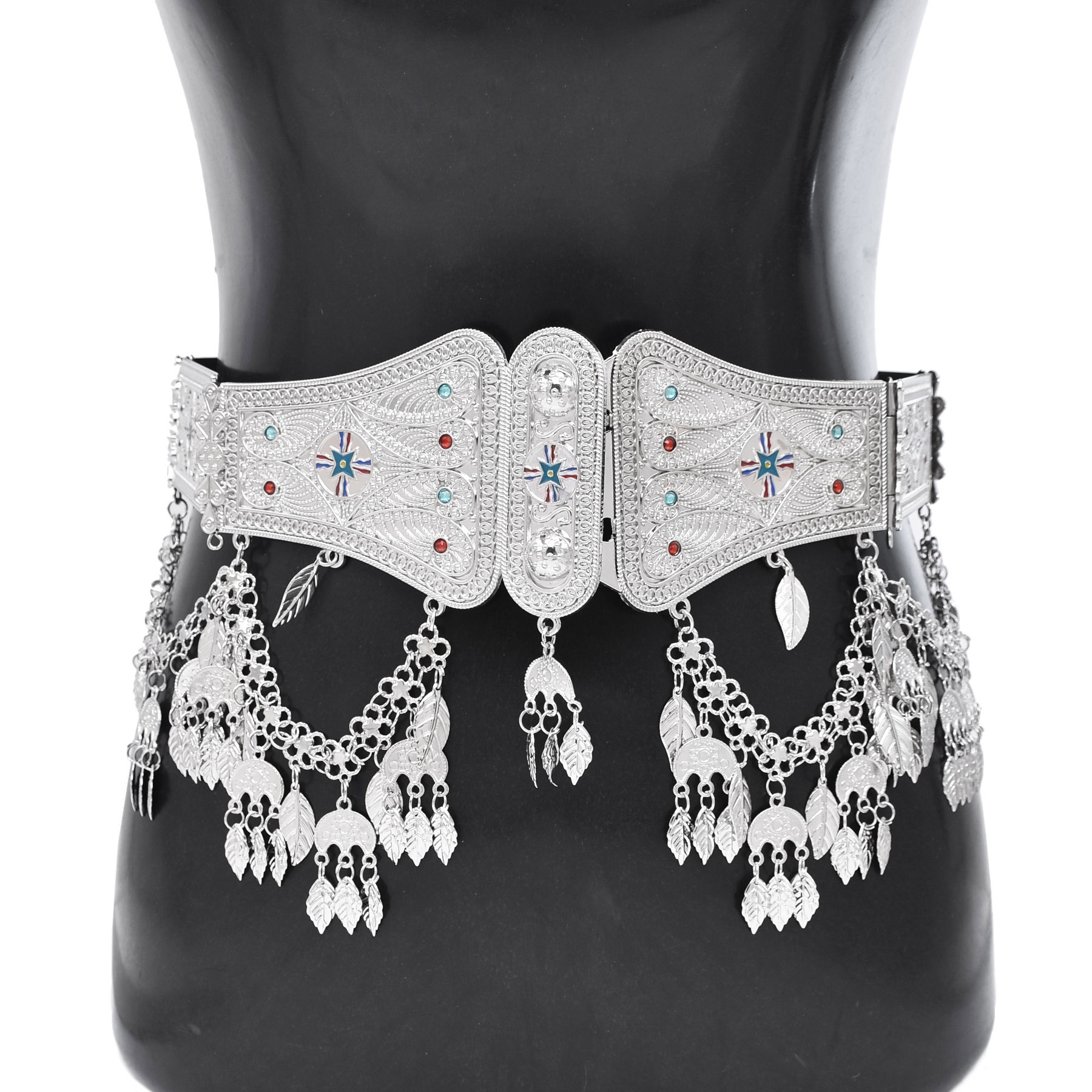 Body Jewelry Indian - 女性と男性のためのシルバーメッキのモロッコのカフタンベルト,ヴィンテージのエスニック部族のボディジュエリー