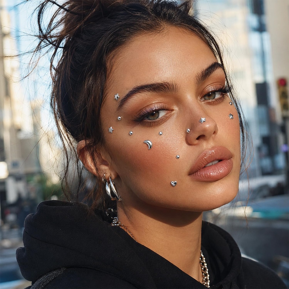 偽穿孔ボール貼り鼻釘偽眉毛唇カフメデューサリップ釘粘着星面宝 - Body Jewelry And Piercing のレビューと価格