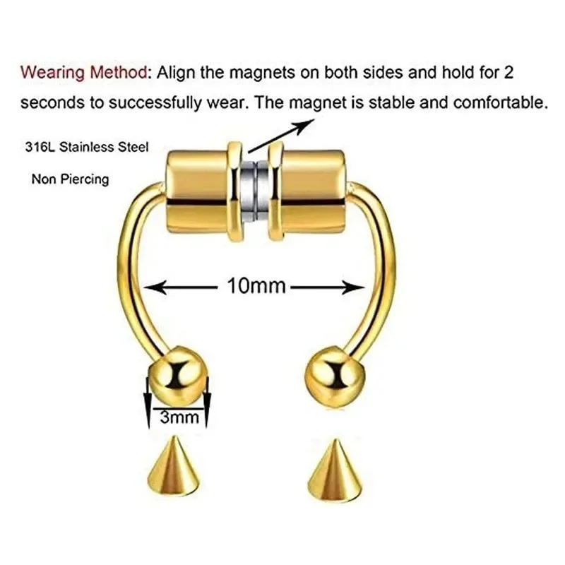 1/2/3 個の偽磁気鼻リング、フェイクピアス鼻リング、非ピ - Body Jewelry And Piercing のレビューと価格