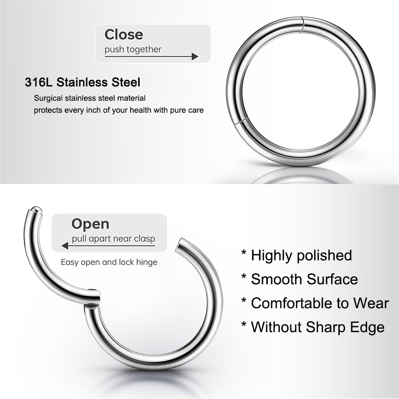 16G 316L サージカルスチール製ヒンジ付きクリッカーノ - Body Jewelry And Piercing のレビューと価格