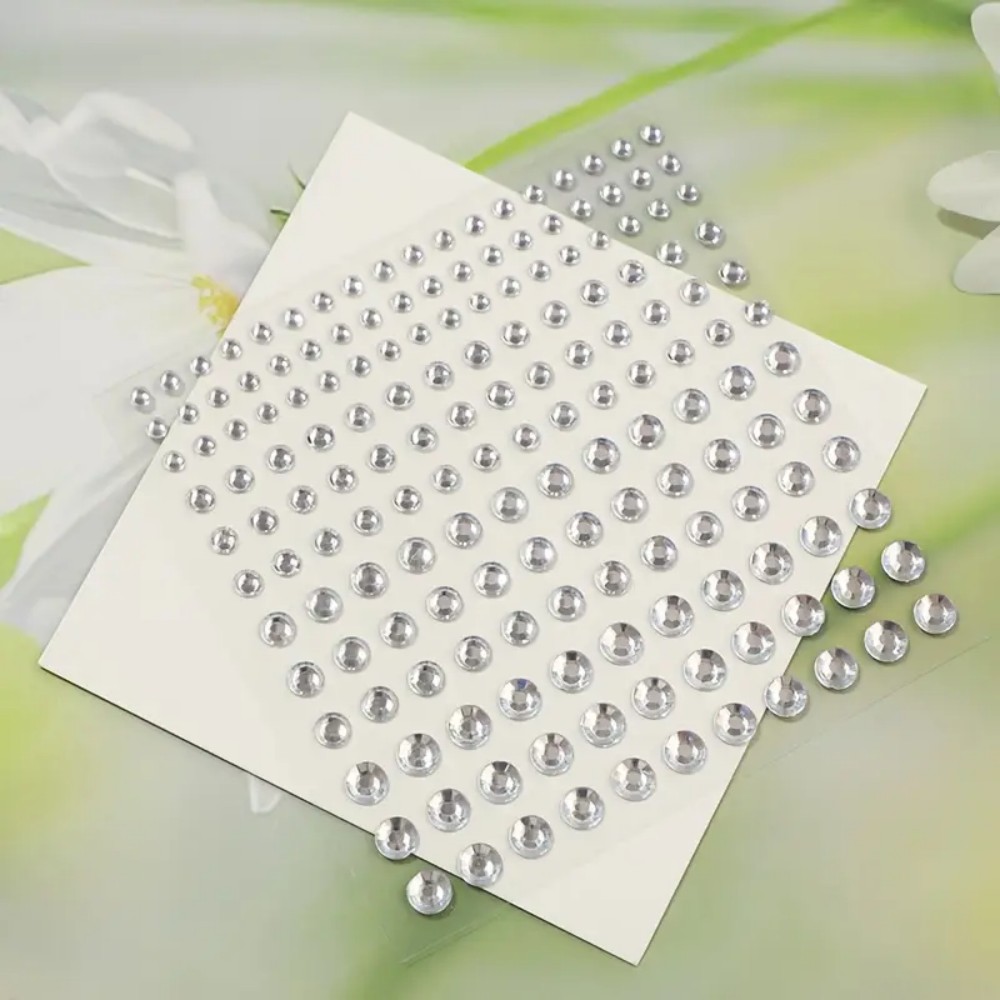 165 個の自己粘着ラインストーンステッカー、白いラウンド宝 - Body Jewelry And Piercing のレビューと価格