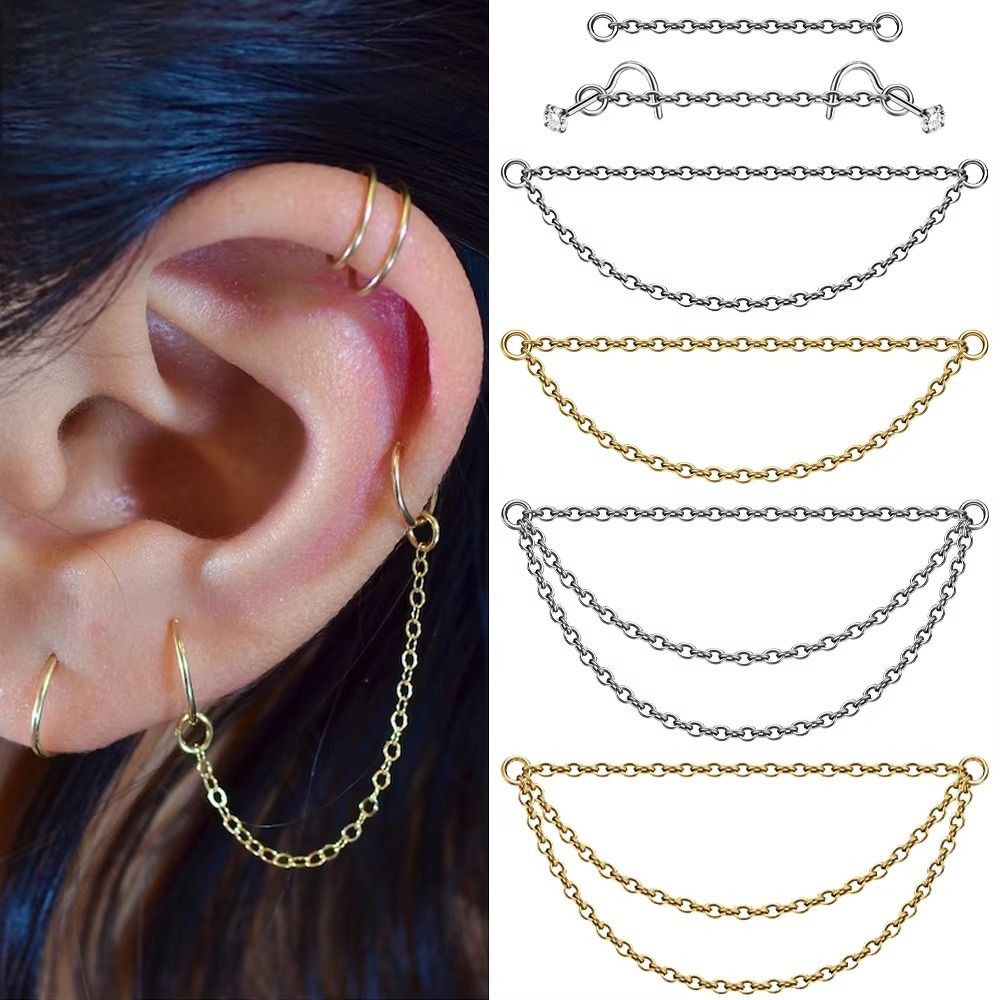 ファッションチタンノーズチェーン三層チェーン25-50mmラ - Body Jewelry And Piercing のレビューと価格