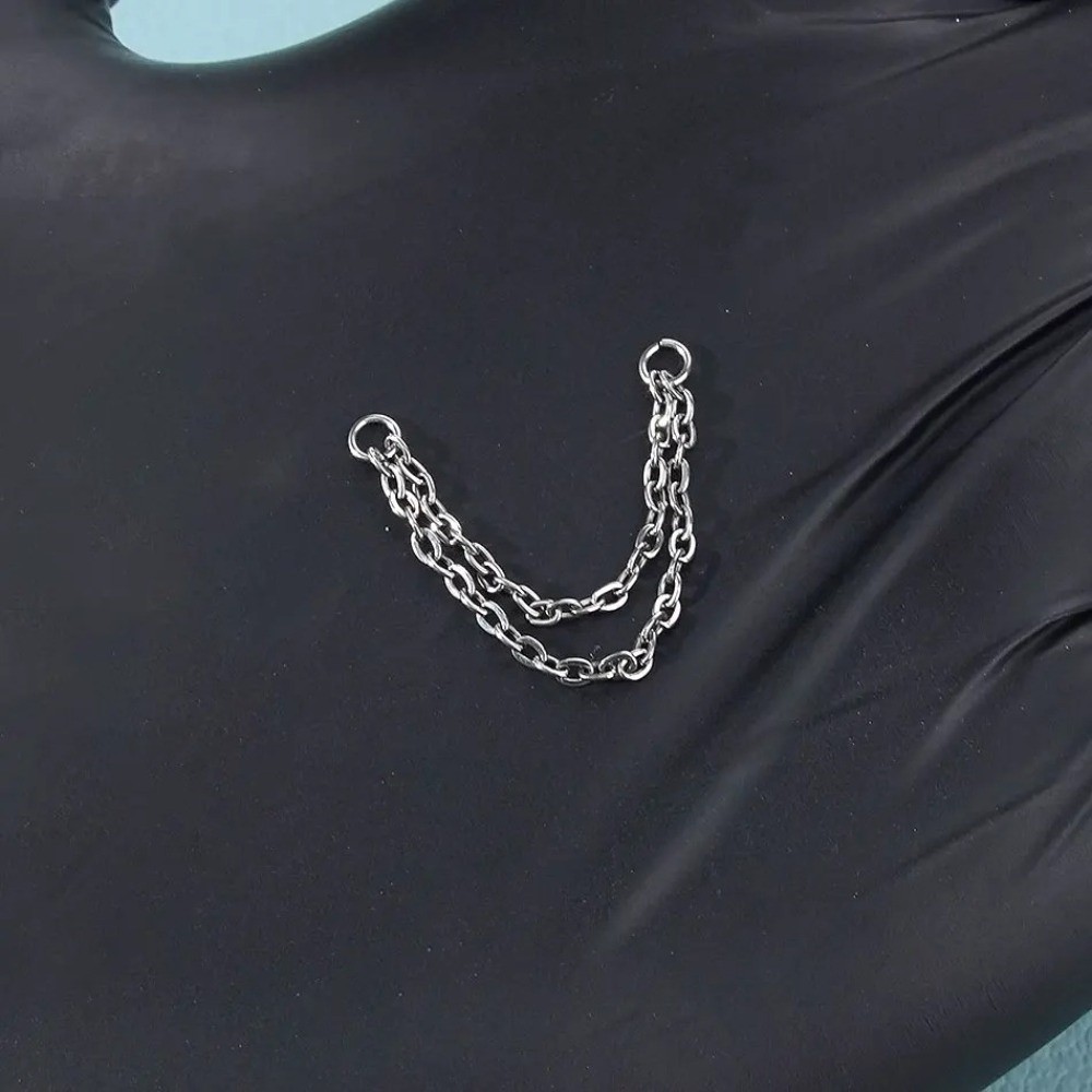チタン製ノーズチェーン 三層チェーン ダブルチェーン 鼻孔チ - Body Jewelry And Piercing のレビューと価格