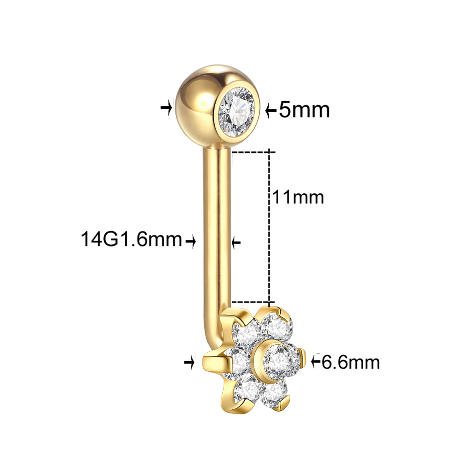 花のデザインのドリルされたチタンバックルリング、vch付きの - Body Jewelry Vch のレビューと価格