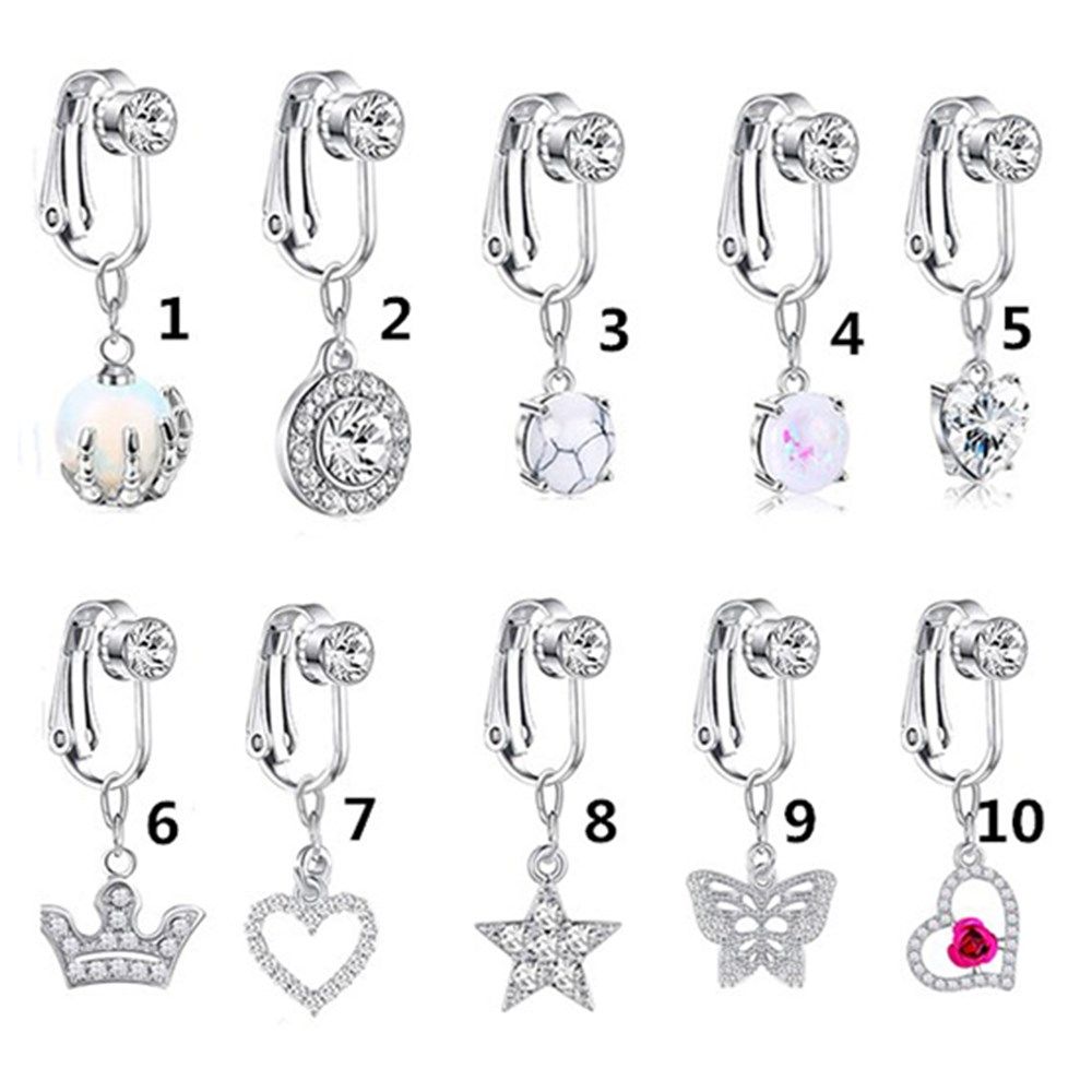 アクセサリークリップオンイヤリング軟骨クリップへそリングフェ - Body Jewelry And Piercing のレビューと価格