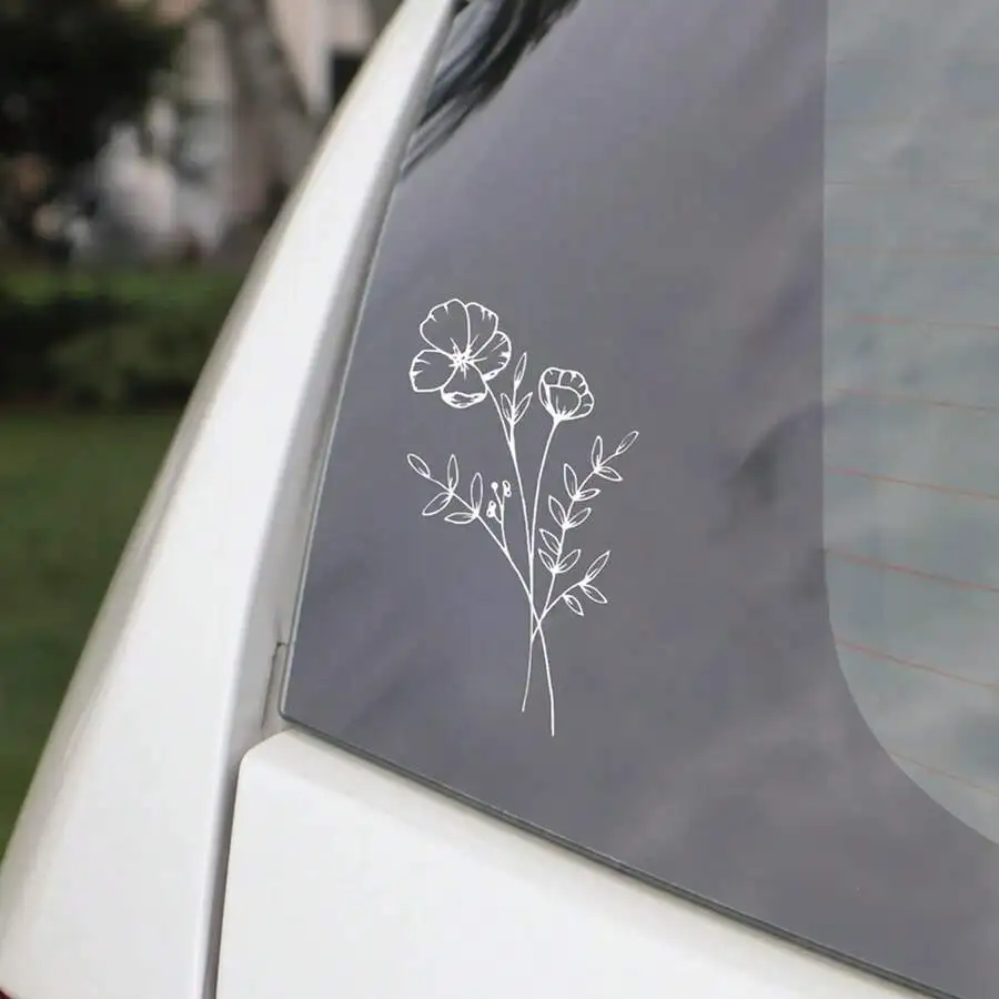 1枚入りワイルドフラワーカーステッカー、車の窓、ラップトップ - Body Jewelry And Piercing のレビューと価格