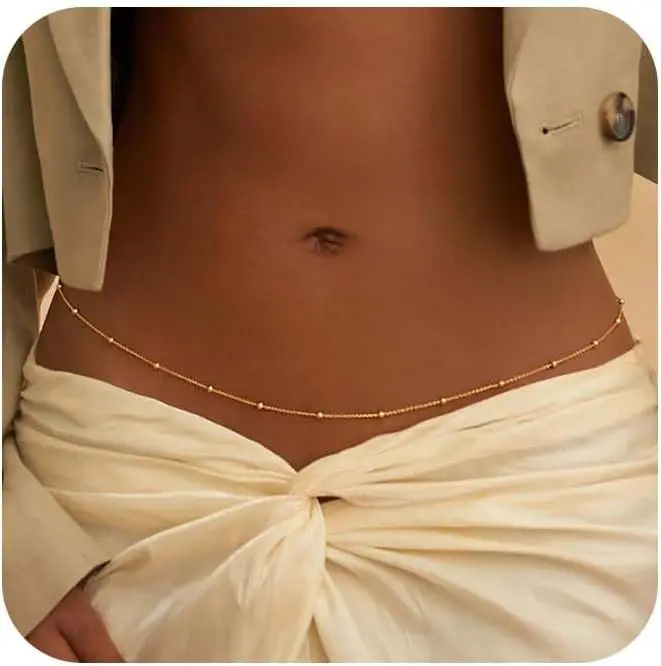 女性用調節可能なビキニボディジュエリー、女性用ウエストチェー - Body Jewelry Gold のレビューと価格