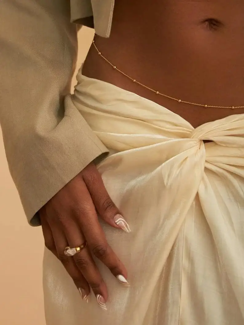 女性用調節可能なビキニボディジュエリー、女性用ウエストチェー - Body Jewelry Gold のレビューと価格