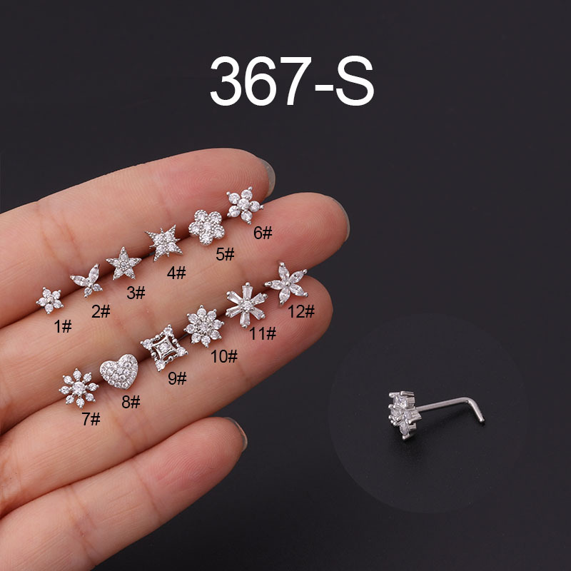 女性用ステンレス鋼のイヤリング,ピアス,花,インド,ヘリック - Body Jewelry Indian のレビューと価格