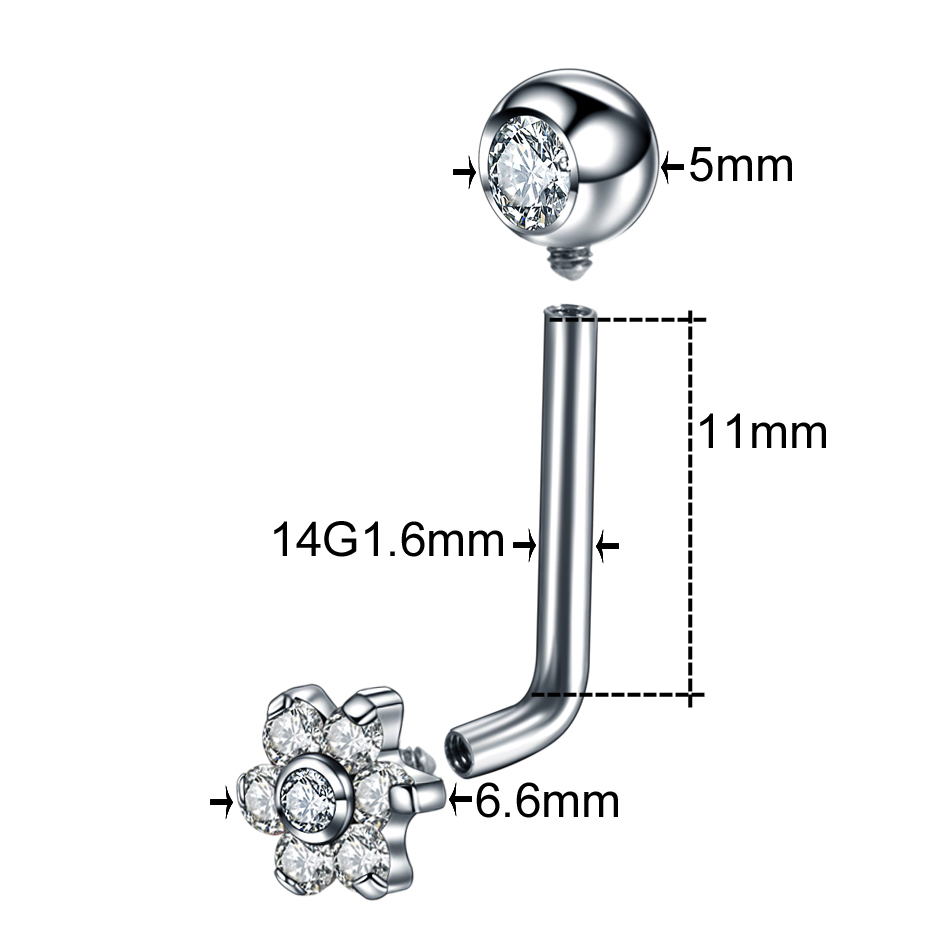 1pc 14 グラムチタンフラワークリスティーナピアスバーベ - Body Jewelry Vch のレビューと価格