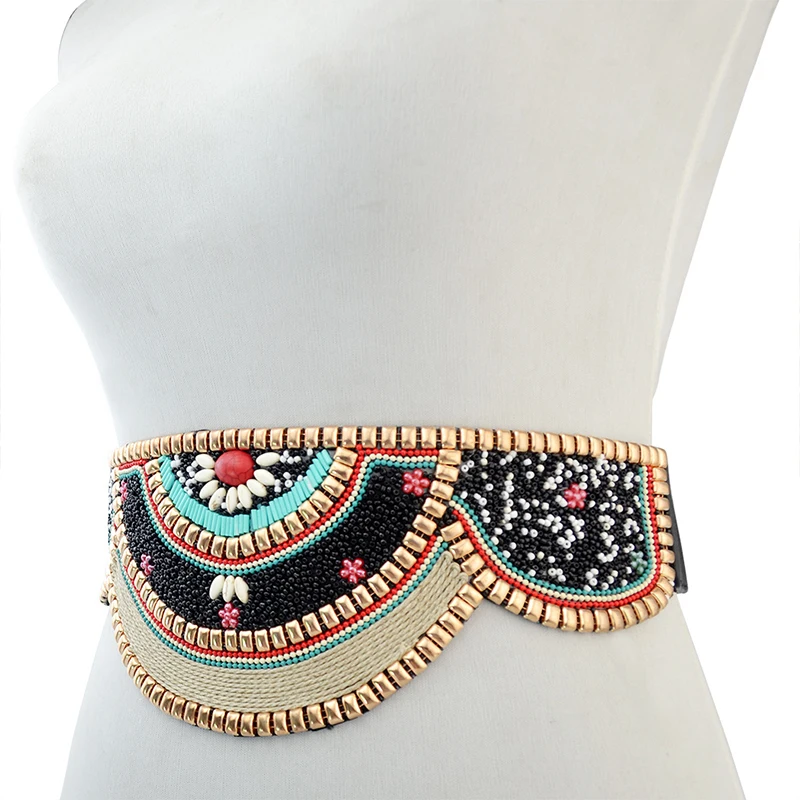 女性のためのカラフルなビーズのウエストバンド,伸縮性のあるベ - Body Jewelry Indian のレビューと価格