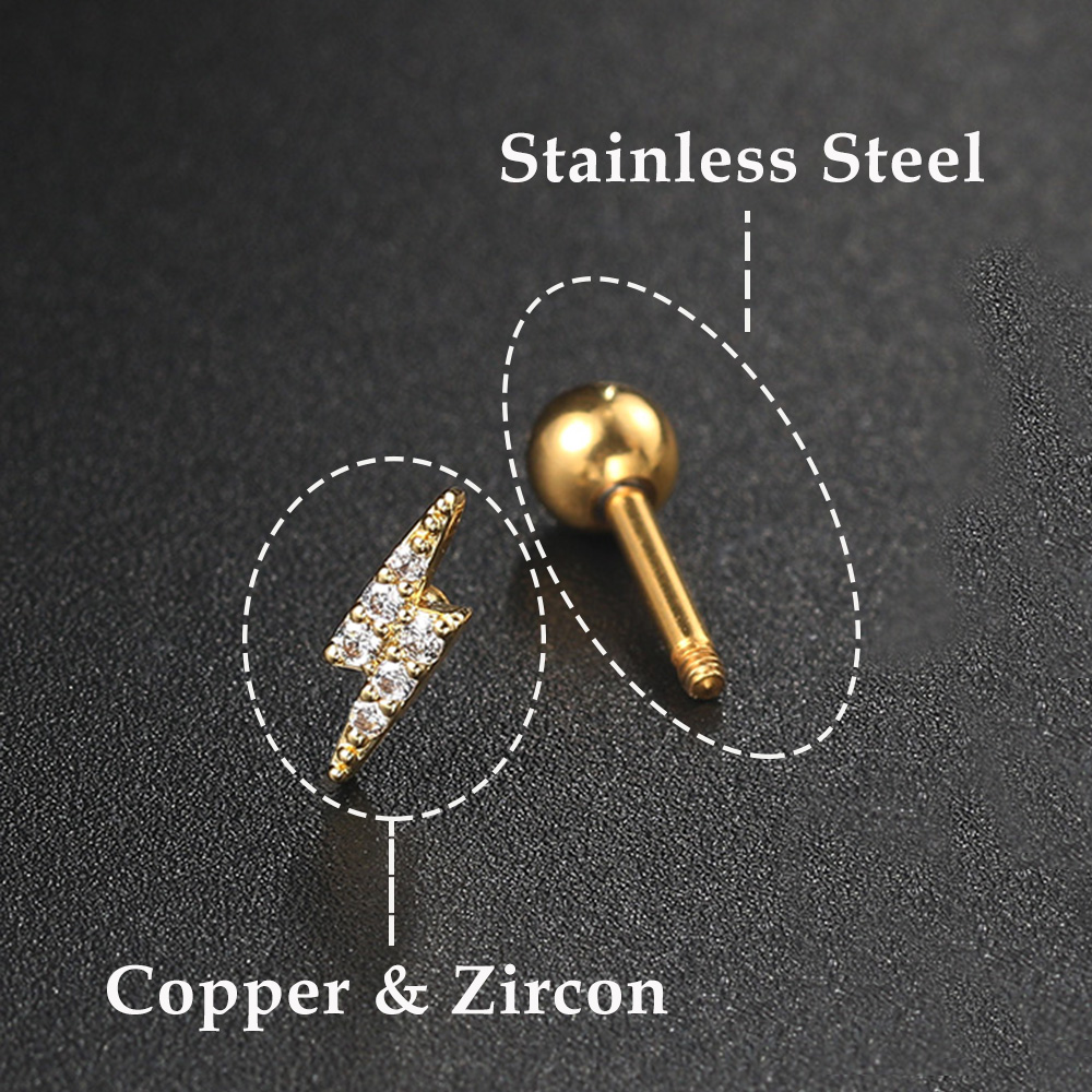 星と月のスタッドが付いたイヤリング,女性用,韓国のファッショ - Helix Cartilage Ring のレビューと価格