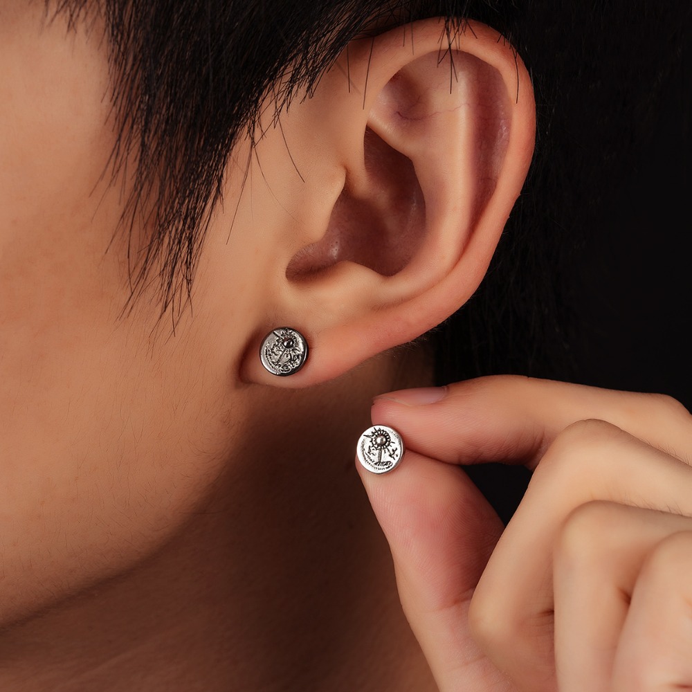 1ペアのインディアンイーグルスタッドイヤリング男性用、レトロ - Body Jewelry Indian のレビューと価格
