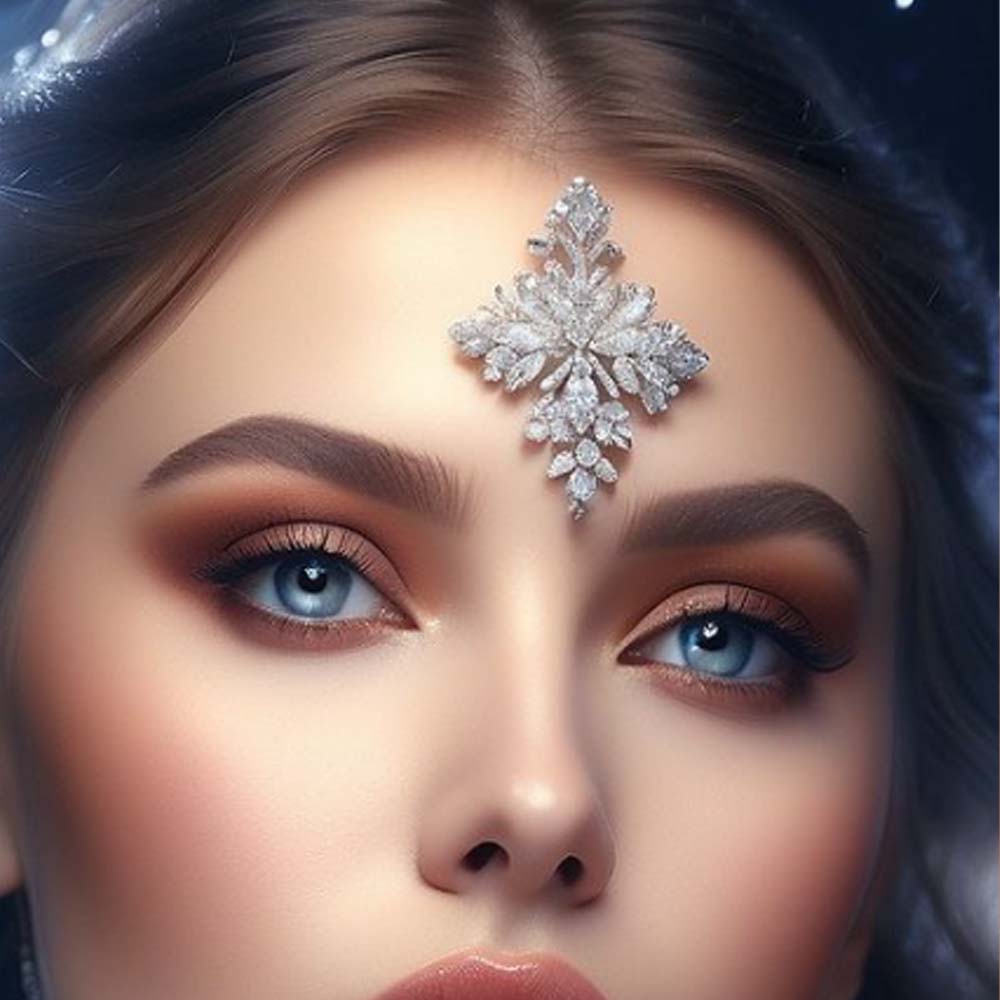 ストーンファン-インドの結婚式のための幾何学的な額のステッカ - Body Jewelry Indian のレビューと価格
