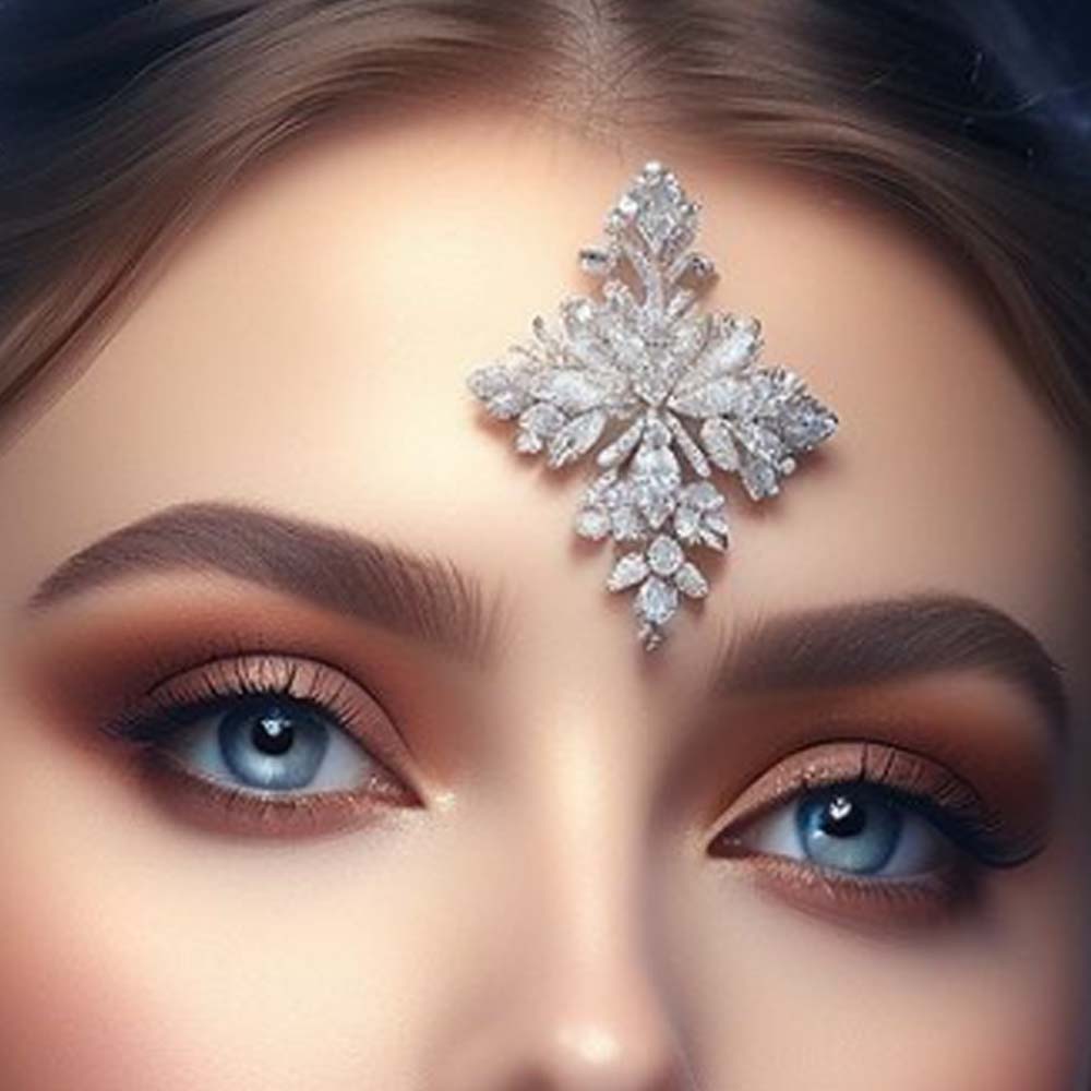 ストーンファン-インドの結婚式のための幾何学的な額のステッカ - Body Jewelry Indian のレビューと価格