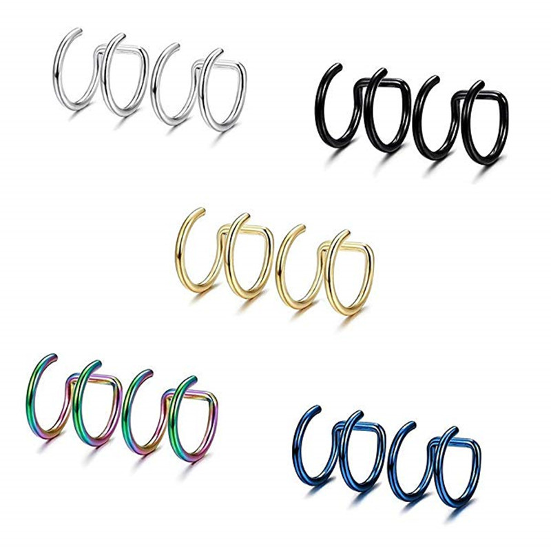 2個セット 316Lステンレス製 クリップ式イヤーカフ ヘリ - Helix Cartilage Ring のレビューと価格