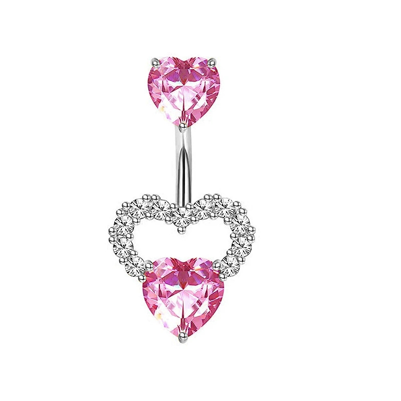 1 個ピンククラウンへそリングジュエリーステンレス鋼ハートへ - Body Jewelry And Piercing のレビューと価格