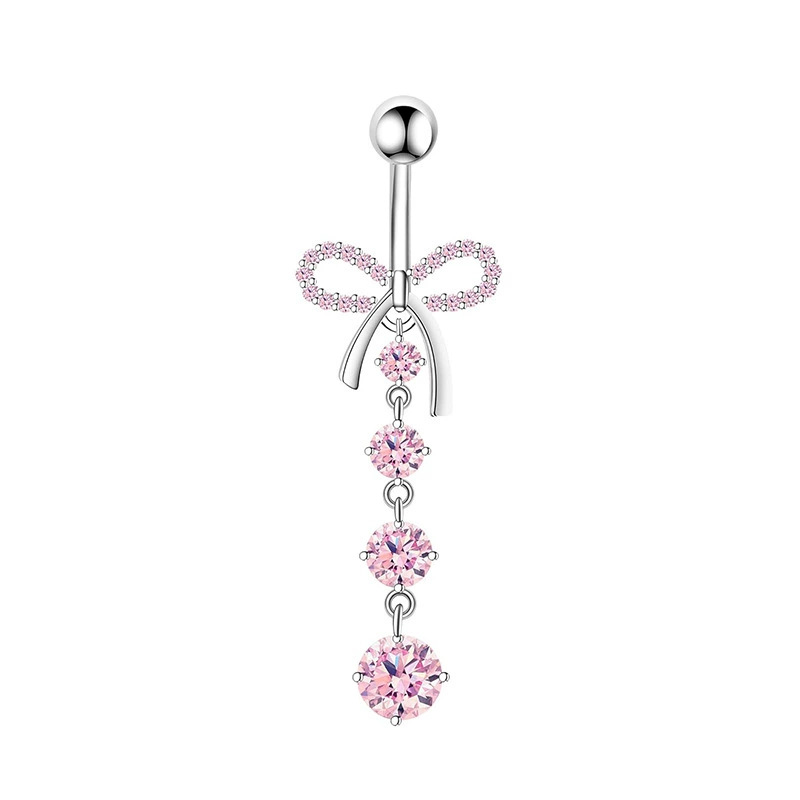 1 個ピンククラウンへそリングジュエリーステンレス鋼ハートへ - Body Jewelry And Piercing のレビューと価格