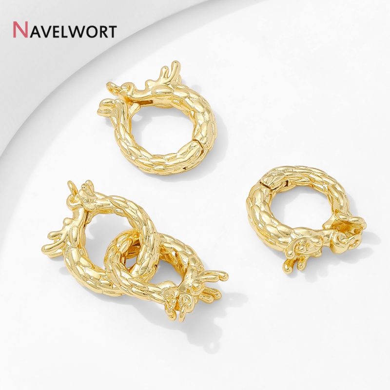 14K ゴールドメッキ真鍮ドラゴン型コネクタクラスプ、ファス - Body Jewelry Diy のレビューと価格