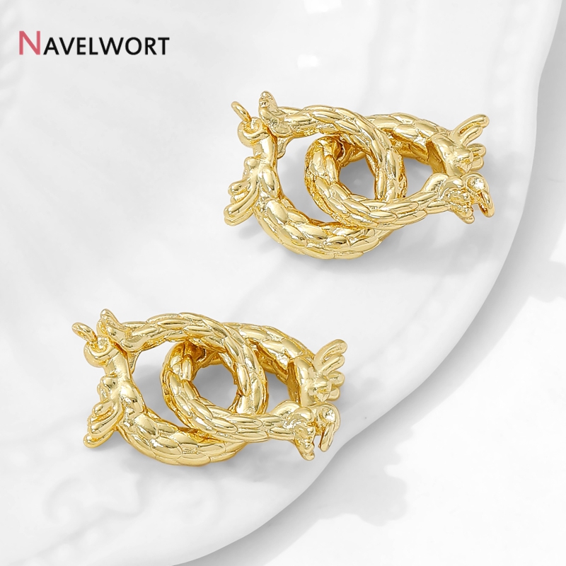 14K ゴールドメッキ真鍮ドラゴン型コネクタクラスプ、ファス - Body Jewelry Diy のレビューと価格