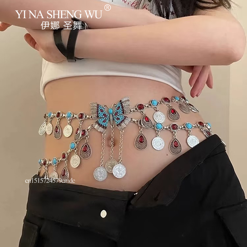 ヴィンテージ合金コインロングタッセルウエストチェーンベリーダ - Body Jewelry Indian のレビューと価格