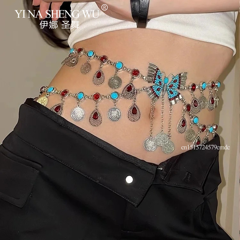 ヴィンテージ合金コインロングタッセルウエストチェーンベリーダ - Body Jewelry Indian のレビューと価格