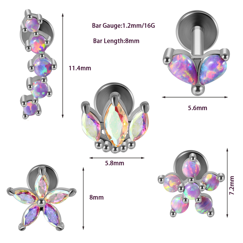 1PC ステンレス鋼オパール花耳珠軟骨ピアス 5 プロングオ - Helix Cartilage Ring のレビューと価格