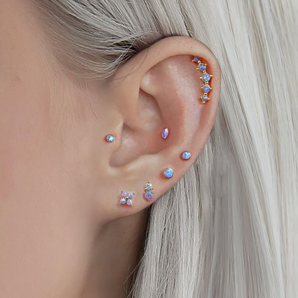 1PC ステンレス鋼オパール花耳珠軟骨ピアス 5 プロングオ - Helix Cartilage Ring のレビューと価格