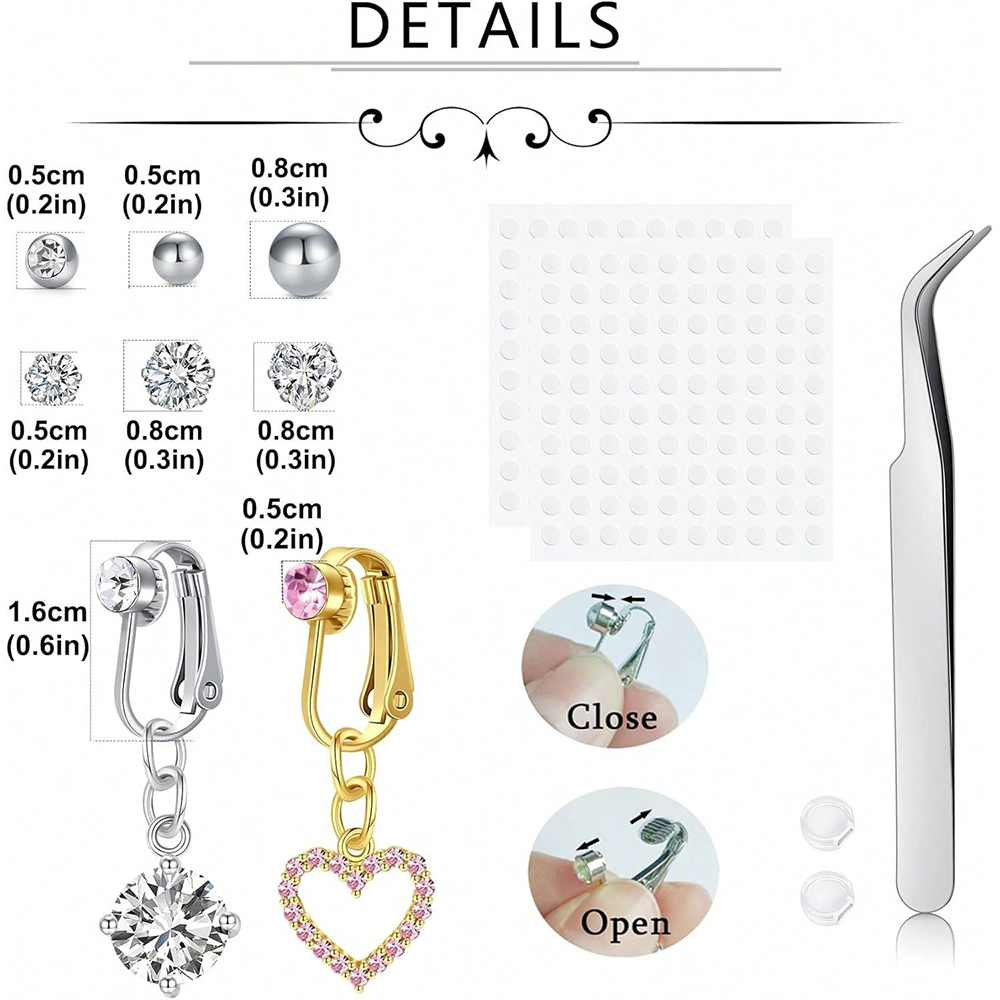 ゴールドフェイクベリーピアス キュービックバタフライ クリッ - Body Jewelry And Piercing のレビューと価格