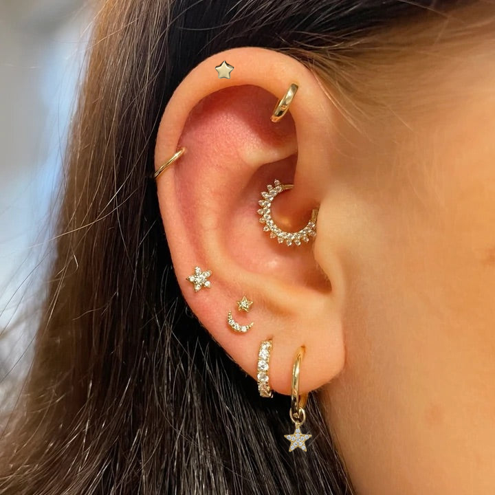 ヘリックスピアス,1ピース,イヤリング,ジルコン,小さな星型 - Helix Cartilage Ring のレビューと価格