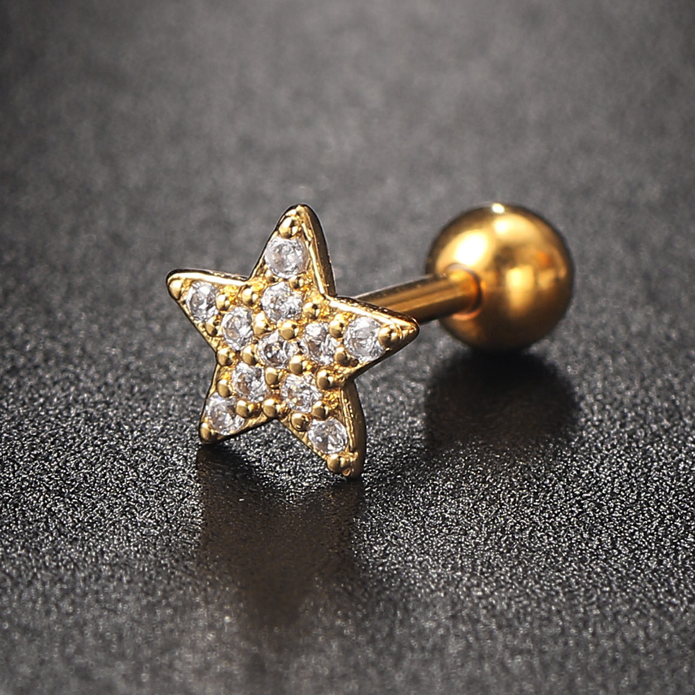 ヘリックスピアス,1ピース,イヤリング,ジルコン,小さな星型 - Helix Cartilage Ring のレビューと価格