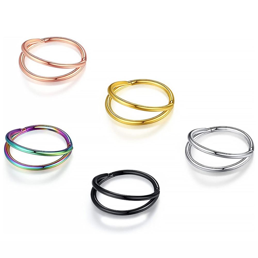 創造的なステンレス製二重層ノストリルピアス電気メッキヘリック - Helix Cartilage Ring のレビューと価格