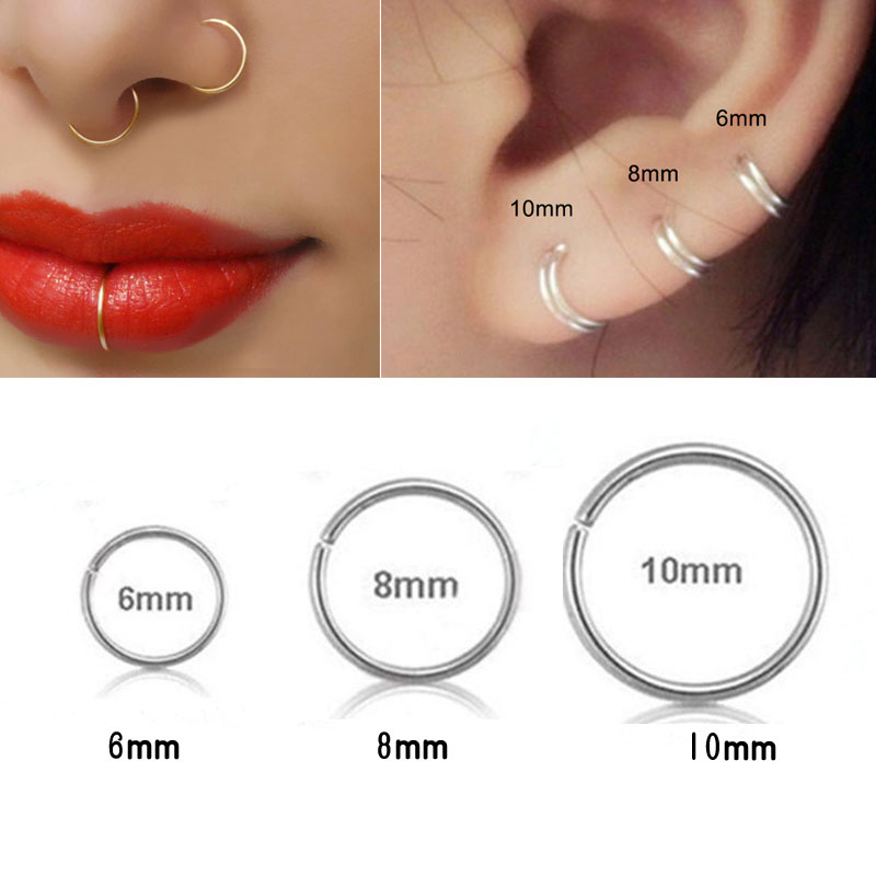 女性用シルバーノーズリング,ジュエリー,ピアス,軟骨,耳珠, - Helix Cartilage Ring のレビューと価格