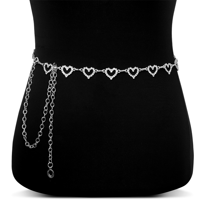 ファッションラインストーンハートウエストチェーン女性用調節可 - Body Jewelry Helix のレビューと価格