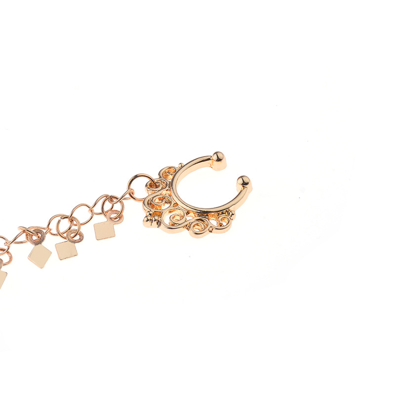鼻リングチェーン、ぶら下げディスクフープ-耳チェーンノーズリ - Body Jewelry Indian のレビューと価格