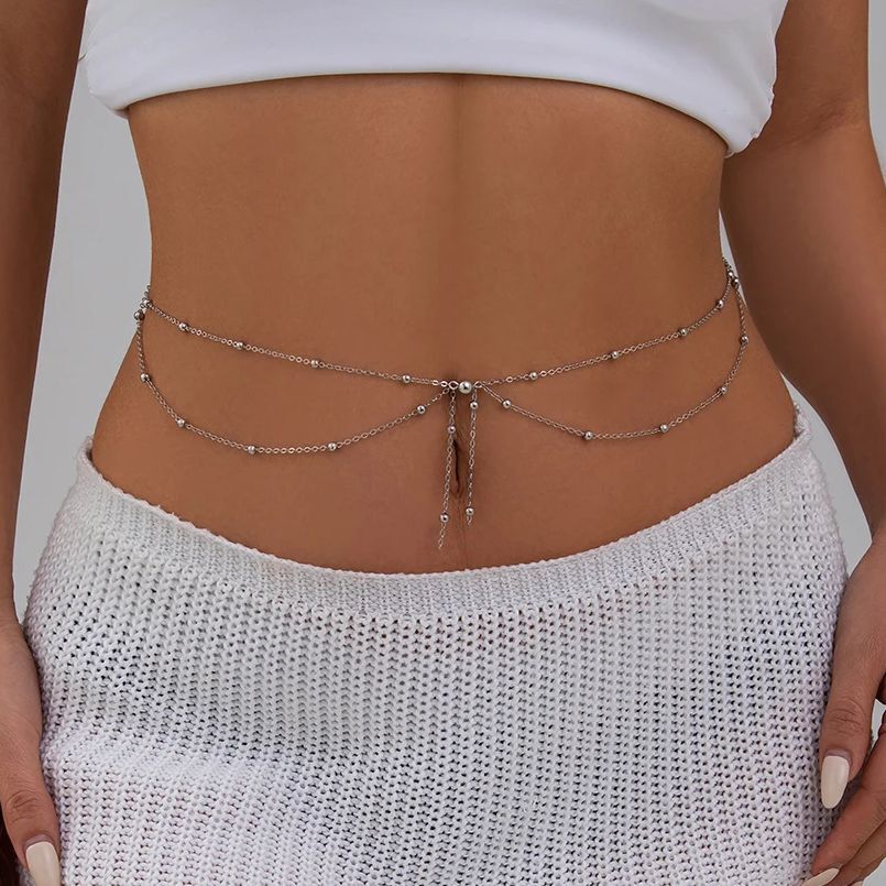 KunJoe 多層ゴールドカラーの薄いビーズチェーンウエスト - Body Jewelry Gold のレビューと価格