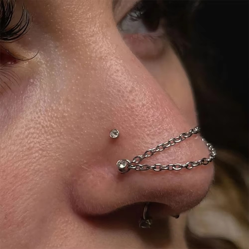 ファッションチタンノーズチェーン ダブルチェーン 25-50 - Body Jewelry And Piercing のレビューと価格