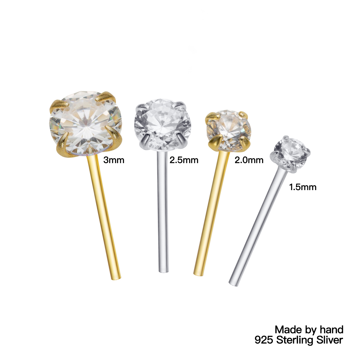 女性用スターリングシルバーとジルコンの鼻ピアス,ピース/パッ - Body Jewelry Indian のレビューと価格