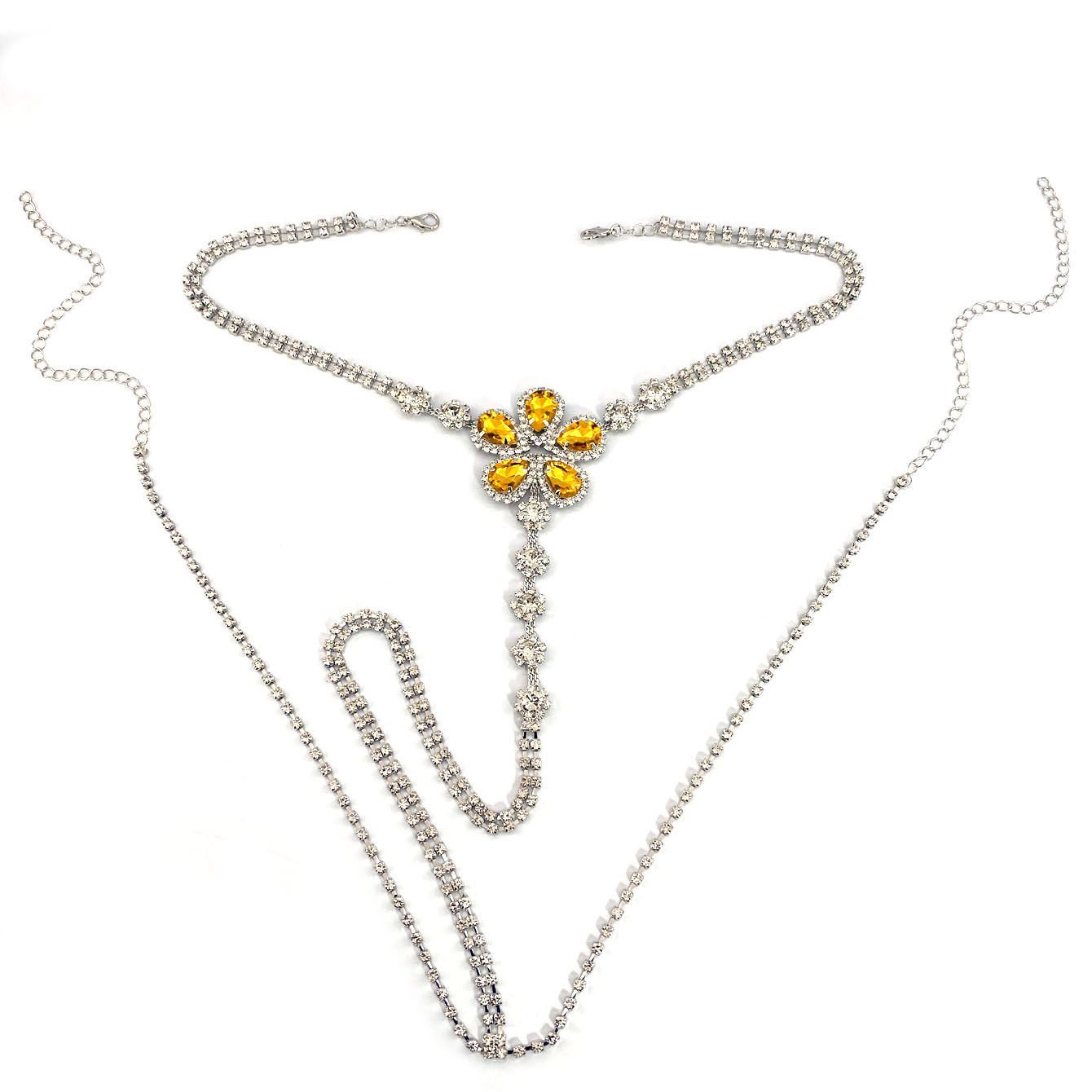 女性のための花の形をしたラインストーンのひも,セクシーなボデ - Body Jewelry Helix のレビューと価格
